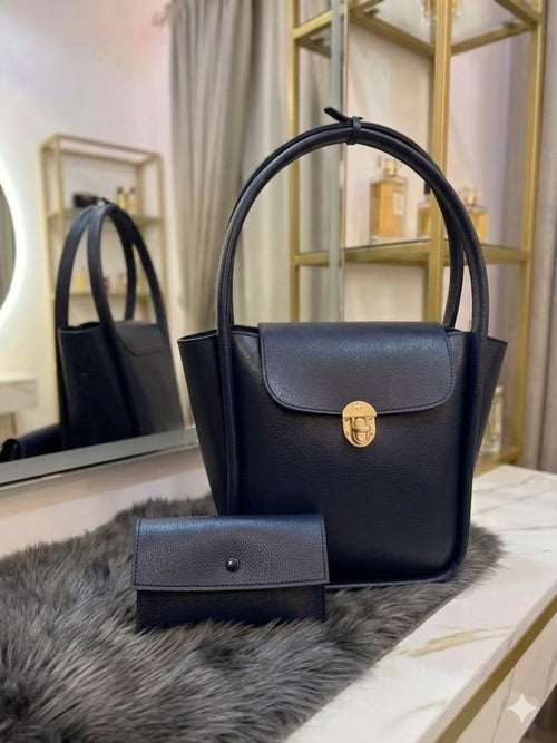 Trendy Ladies Tote Bag Set of 2 | Fashionable Shoulder Handbag & Pouch for Women & Girls | Premium Quality Casual Purse