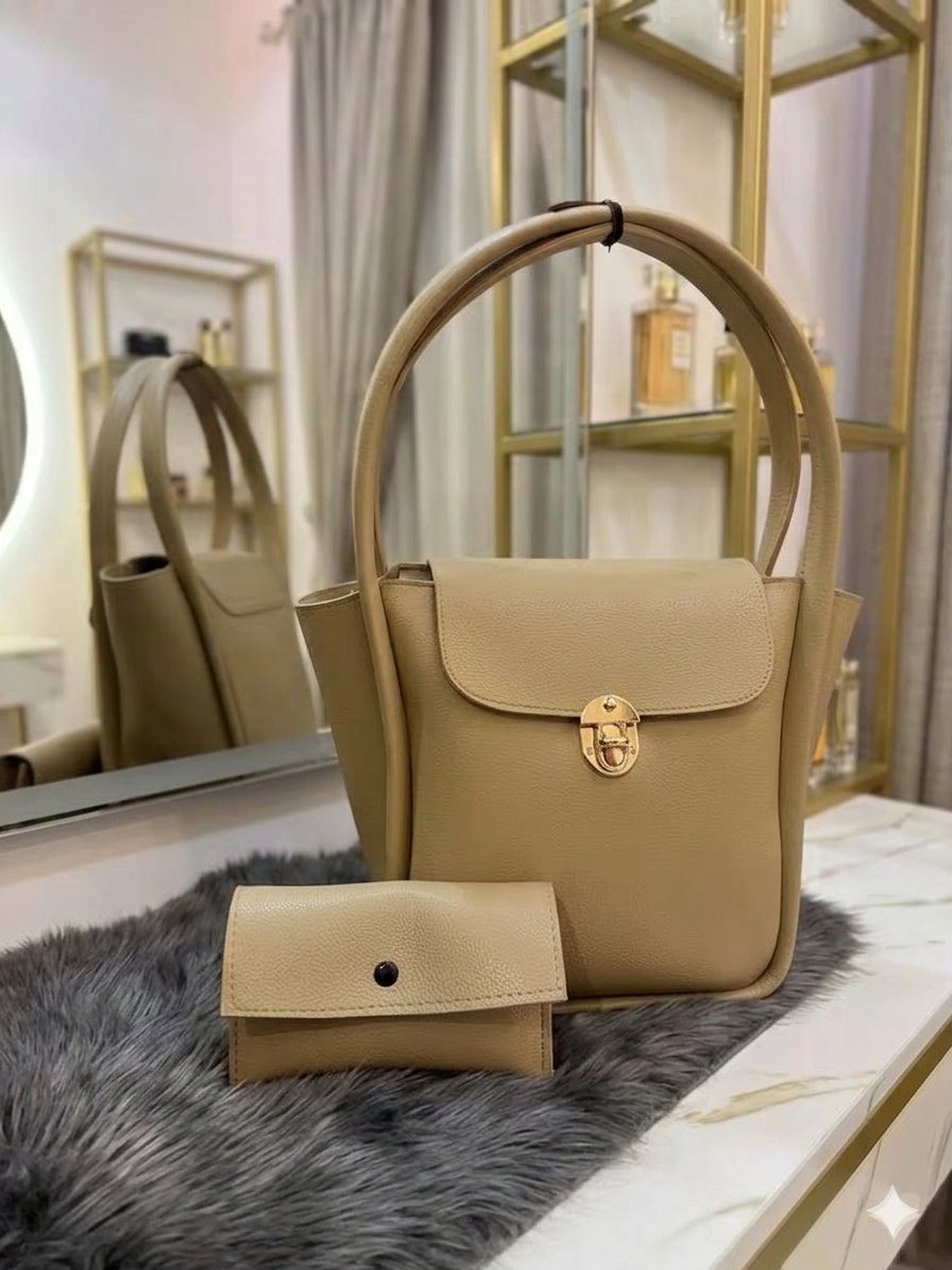 Trendy Ladies Tote Bag Set of 2 | Fashionable Shoulder Handbag & Pouch for Women & Girls | Premium Quality Casual Purse
