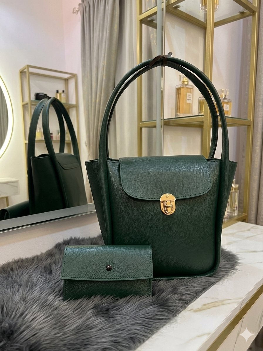 Trendy Ladies Tote Bag Set of 2 | Fashionable Shoulder Handbag & Pouch for Women & Girls | Premium Quality Casual Purse