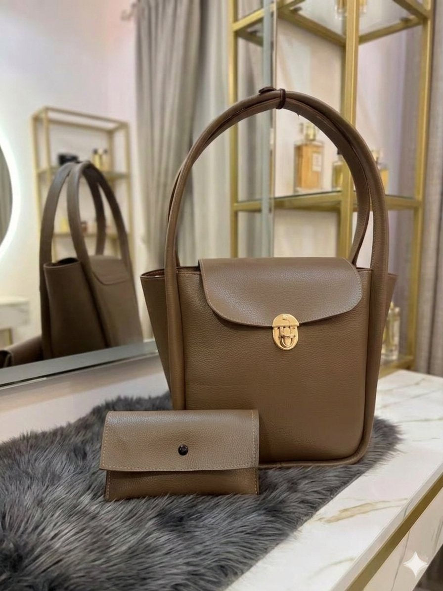 Trendy Ladies Tote Bag Set of 2 | Fashionable Shoulder Handbag & Pouch for Women & Girls | Premium Quality Casual Purse