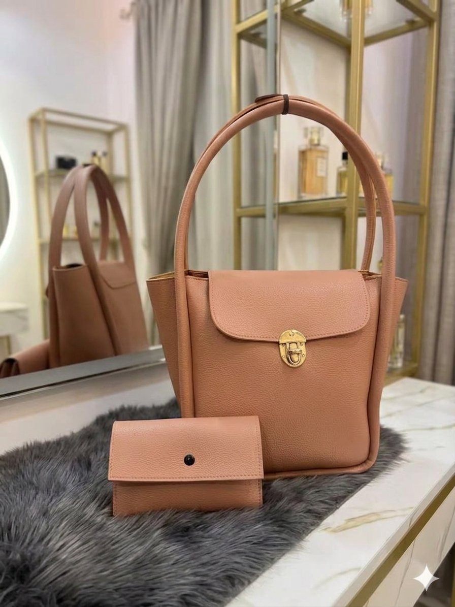Trendy Ladies Tote Bag Set of 2 | Fashionable Shoulder Handbag & Pouch for Women & Girls | Premium Quality Casual Purse