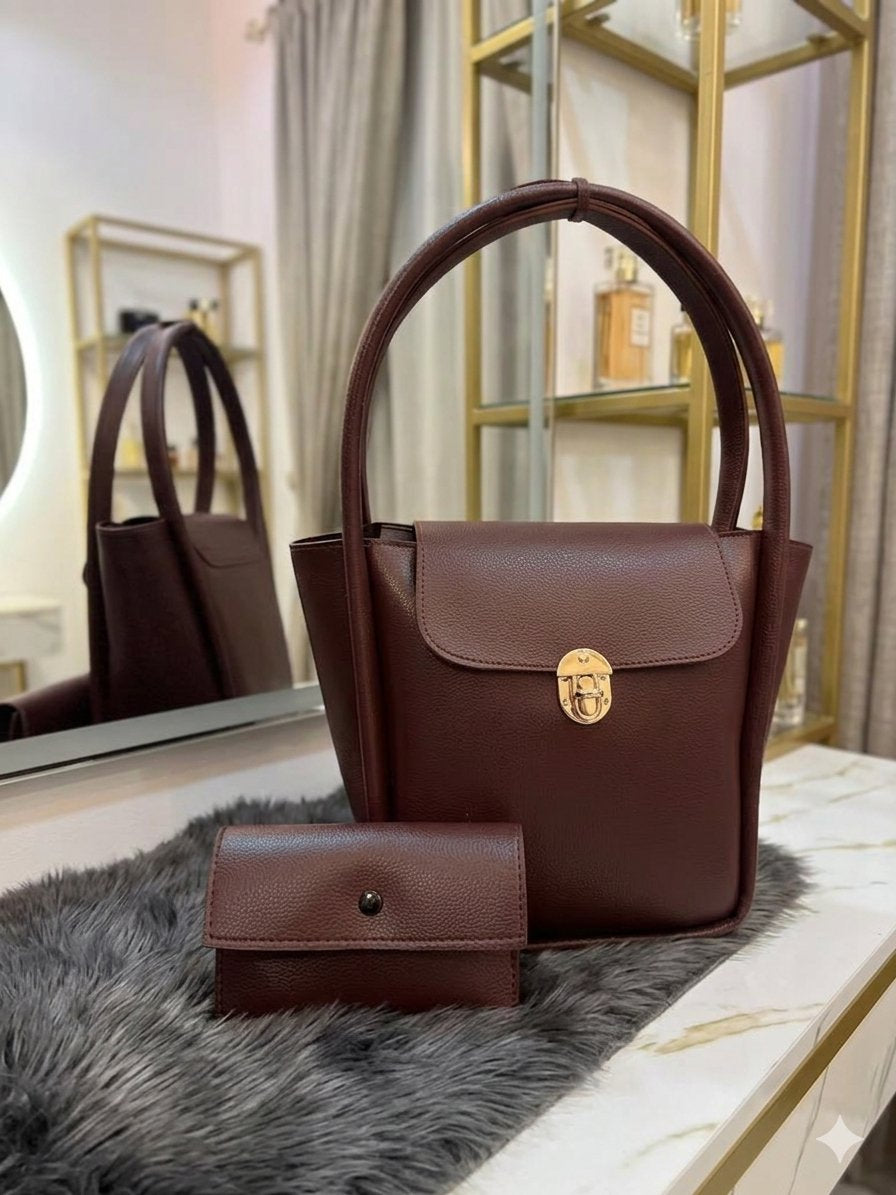 Trendy Ladies Tote Bag Set of 2 | Fashionable Shoulder Handbag & Pouch for Women & Girls | Premium Quality Casual Purse